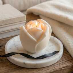 Rose Shaped Candle - Floral Mother's Day Gift Sculptural Handmade Soy Wax Romantic Home Decor