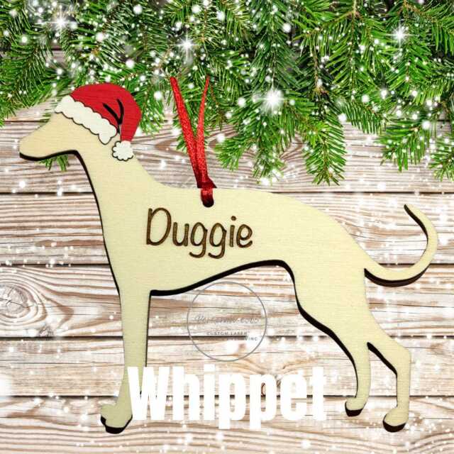 Personalised Whippet Dog Christmas Ornament Engraved Wood Pet Decoration - image 1