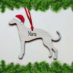 Personalised Whippet Dog Christmas Ornament Engraved Wood Pet Decoration - thumbnail 2