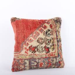 Handwoven Kilim Pillow Cover Vintage Turkish Rug, Brown Throw - 16x16 - thumbnail 2