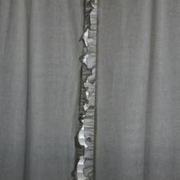 A Pair Of Linen Curtains With Ruffles On The Leading Edges, Nursery Curtains, Fully Lined, Ruffle Curtains, Extra Long - thumbnail 2