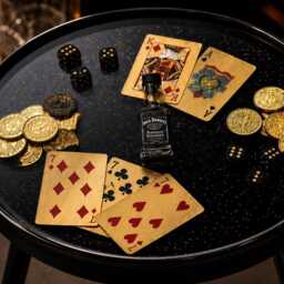Casino Epoxy Resin Side Table - Handmade Poker Black & Gold Art Furniture Player Gift Man Cave Decor - thumbnail 3