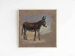 Spanish Mule - Vintage Art Print Antique Eclectic Animal Illustration Southwestern Style Sizes 8x8 10x10 Square - thumbnail 1