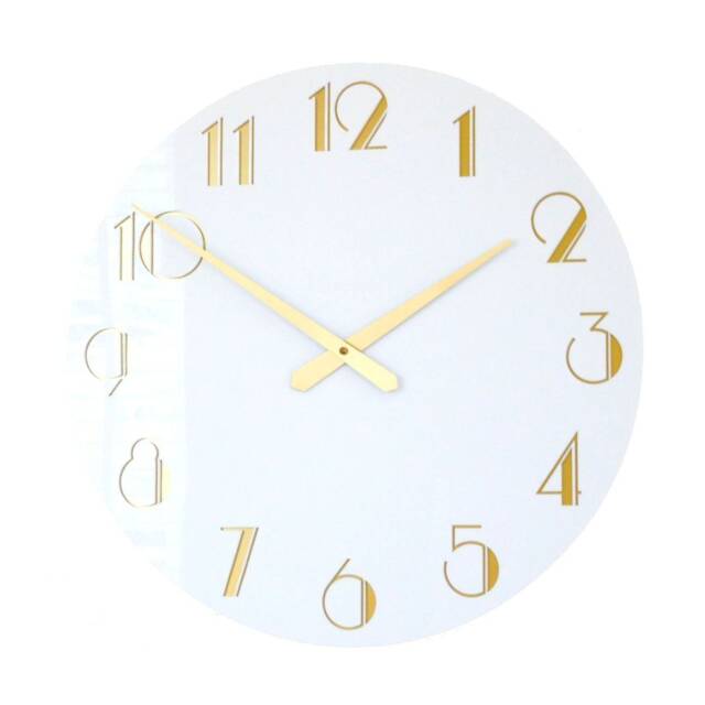 Twenties Deco Gloss White & Gold Wall Clock - image 1