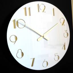 Twenties Deco Gloss White & Gold Wall Clock - thumbnail 3