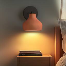 Naaya Ceramic Wall Sconce, Terracotta & White Clay, Plug-In Or Hardwired Light, Wall Bell - thumbnail 2