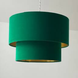 Emerald Green Velvet Brushed Gold Two Tier Chandelier Drum Lampshade - thumbnail 3