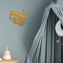 Wooden Aeroplane Name Sign - Nursery Decor - Plane Wall Art - Customised Plaque - thumbnail 2