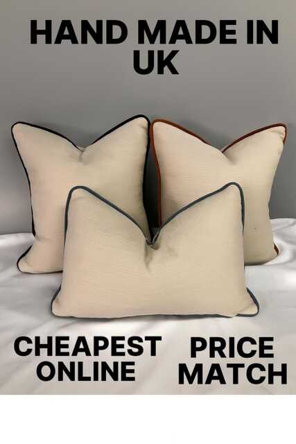 Linen Pillow Cushion Cover With Piping Detail Lumbar Throw Woven Luxury Linen Textured Covers - image 1
