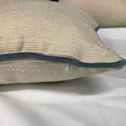 Linen Pillow Cushion Cover With Piping Detail Lumbar Throw Woven Luxury Linen Textured Covers - thumbnail 2