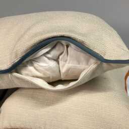 Linen Pillow Cushion Cover With Piping Detail Lumbar Throw Woven Luxury Linen Textured Covers - thumbnail 3