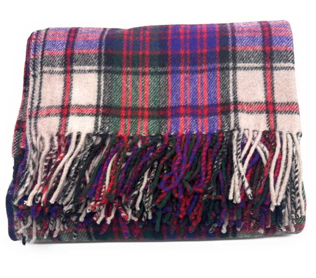 Macdonald Dress Tartan Wool Knee Blanket, Scottish Fringed Throw - image 1