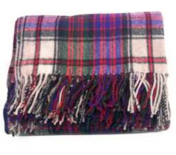 Macdonald Dress Tartan Wool Knee Blanket, Scottish Fringed Throw