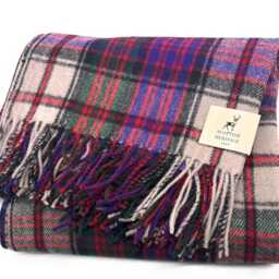 Macdonald Dress Tartan Wool Knee Blanket, Scottish Fringed Throw - thumbnail 2