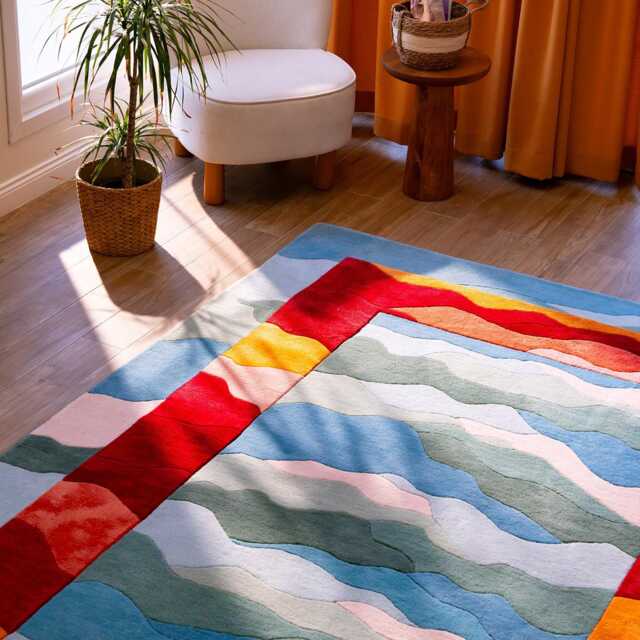 Kaleidoscope Hand-Tufted Wool Rug - Colorful Area Carpet, 200x300cm - image 1