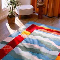 Kaleidoscope Hand-Tufted Wool Rug - Colorful Area Carpet, 200x300cm - thumbnail 1