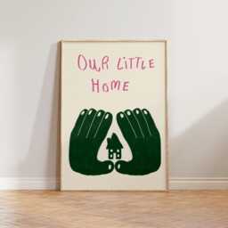 Living Room Wall Art Poster, Hand Drawn Doodle Our Little Home Print, Hallway First Art, Cute Prints - thumbnail 1