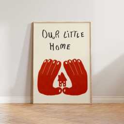 Living Room Wall Art Poster, Hand Drawn Doodle Our Little Home Print, Hallway First Art, Cute Prints - thumbnail 2