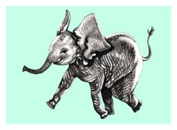 Elephant - Gicl??e Print Of Original Gouache + Ink Painting - thumbnail 1