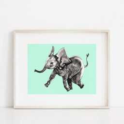 Elephant - Gicl??e Print Of Original Gouache + Ink Painting - thumbnail 2