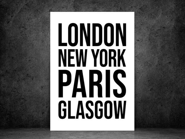 Glasgow Iconic Bold Town Scotland Print Poster - Scotland Gift Bespoke A5 A4 A3 Framed Or Unframed - image 1