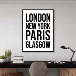 Glasgow Iconic Bold Town Scotland Print Poster - Scotland Gift Bespoke A5 A4 A3 Framed Or Unframed - thumbnail 2