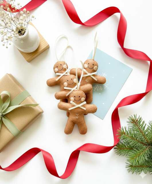 Handmade Gingerbread Christmas Ornaments, Ornaments Felt, Felt Ornament, Tree Decoration - image 1