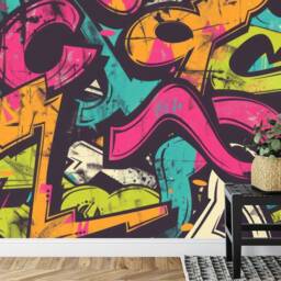 Wallpaper, Vivid Graffiti Wall Decal, Grunge Art Print, Teen Room Decor - thumbnail 3