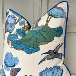 Gp & J Baker Nympheus Blue Teal Luxury Designer Decorative Cushion Throw Pillow Cover - thumbnail 2