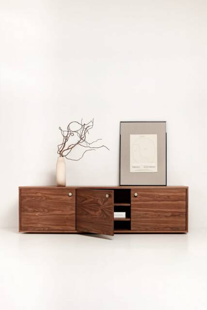 "Sideboard, Tv Cabinet, Stand Walnut Veneer 3 Doors ""Primula" - image 1
