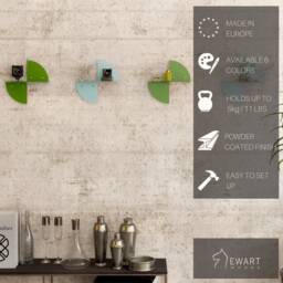 Metal Wall Floating Shelf, Geometric Shelves, Modern Plant Shelving, Green, Yellow Etagere - thumbnail 2