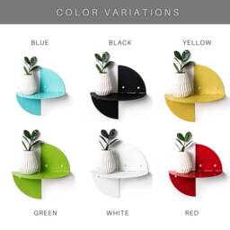 Metal Wall Floating Shelf, Geometric Shelves, Modern Plant Shelving, Green, Yellow Etagere - thumbnail 3