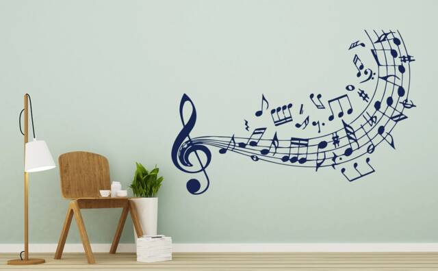 Music Wall Decals Musical Notes Decal Treble Clef Vinyl Sticker Studio Home Decor Bedroom Chu243 - image 1