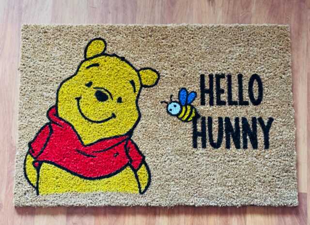 Bear Winnie Theme Hand Painted Coir Doormat