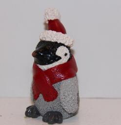 Baby Emperor Penguin Figurine With Xmas Hat & Scarf, 100% Handmade