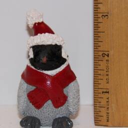 Baby Emperor Penguin Figurine With Xmas Hat & Scarf, 100% Handmade - thumbnail 2