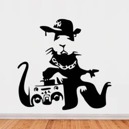 Banksy Rat Music Wall Decal - Graffiti Art Sticker - thumbnail 1