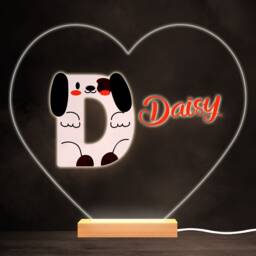 Alphabet Animals Letter D Colourful Heart Personalised Gift Lamp Night Light - Bedroom