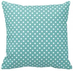 Polka Dots On Soft Teal- Throw Pillow, Decorative Pillow Cover, Insert, Case - Square- 17 - thumbnail 1