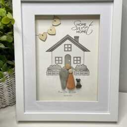 Personalised Home Sweet Gift - New House Warming Pebble Art Picture Family Framed Gift - thumbnail 3