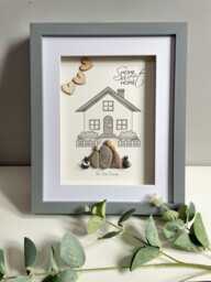 Personalised Home Sweet Gift - New House Warming Pebble Art Picture Family Framed Gift - thumbnail 1