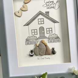 Personalised Home Sweet Gift - New House Warming Pebble Art Picture Family Framed Gift - thumbnail 2
