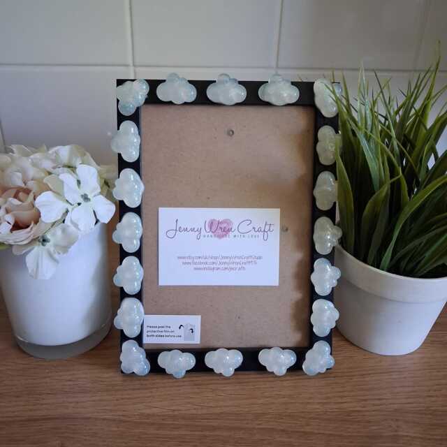 White Glittery Resin Cloud Decals Photo Frame 5 X 7 Inches - image 1