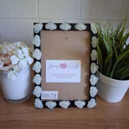 White Glittery Resin Cloud Decals Photo Frame 5 X 7 Inches