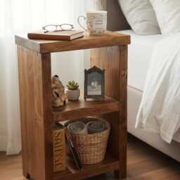 Reclaimed Wood Side Table UK - Rustic Nightstand - Bedside Handmade Free Delivery - thumbnail 2