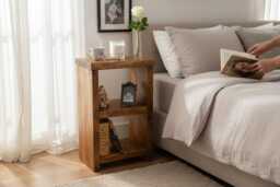 Reclaimed Wood Side Table UK - Rustic Nightstand - Bedside Handmade Free Delivery - thumbnail 1