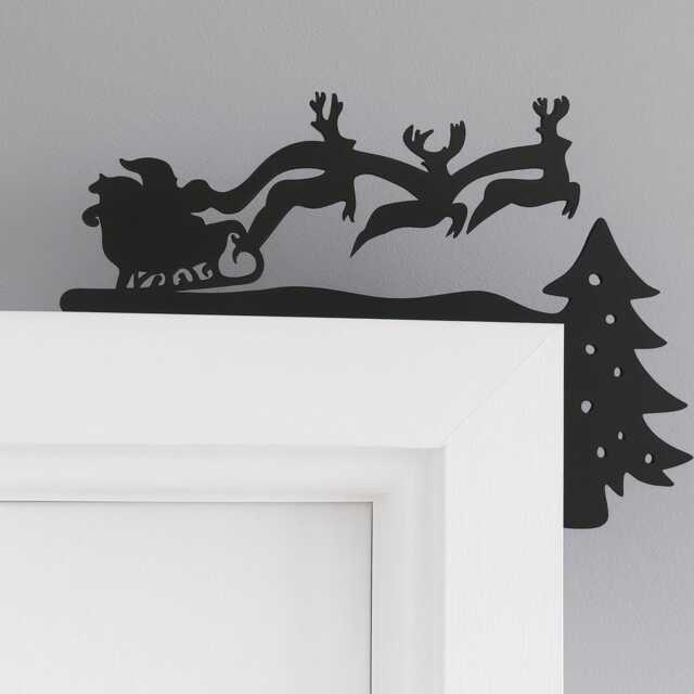 Santa Sleigh & Reindeer Decoration, Black Christmas Ornaments Door D??cor, Xmas Shelf Gift Idea, Festive Family Decorations - image 1