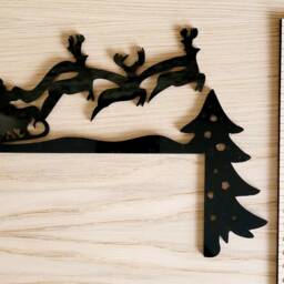 Santa Sleigh & Reindeer Decoration, Black Christmas Ornaments Door D??cor, Xmas Shelf Gift Idea, Festive Family Decorations - thumbnail 3