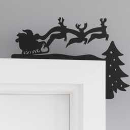 Santa Sleigh & Reindeer Decoration, Black Christmas Ornaments Door D??cor, Xmas Shelf Gift Idea, Festive Family Decorations - thumbnail 1