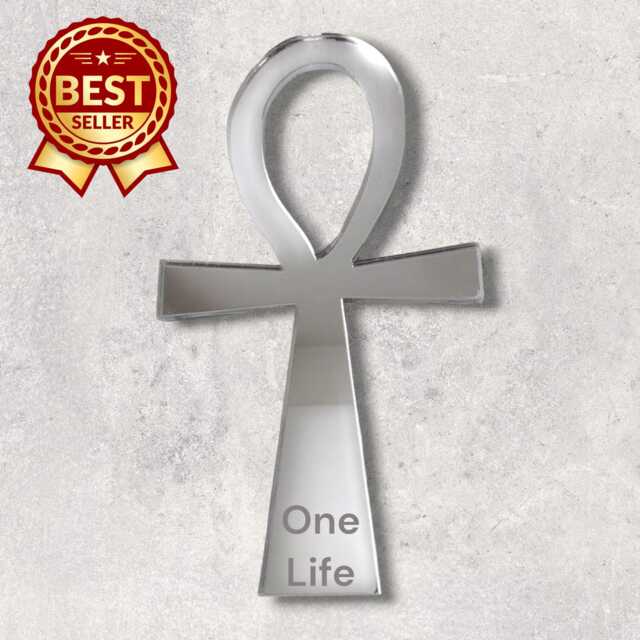 Ankh Acrylic Mirror Wall Art Key Of Life, Personalized Engraving - image 1